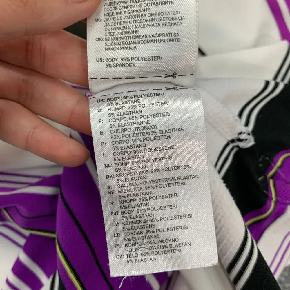 Adidas Golf Shirt Men XL White Purple Stripe Stretch Lightweight Puremotion Polo